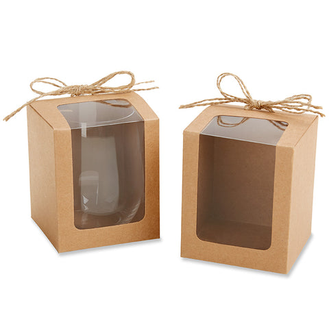 9oz Glassware Gift Box with Ribbon Set of 12 Silver or Kraft