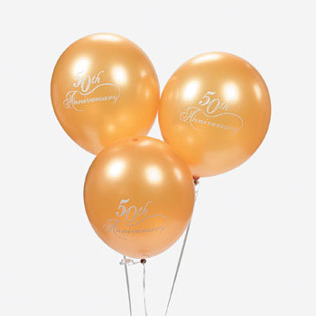 Gold 50th Wedding Anniversary Balloons (Pack of 12)