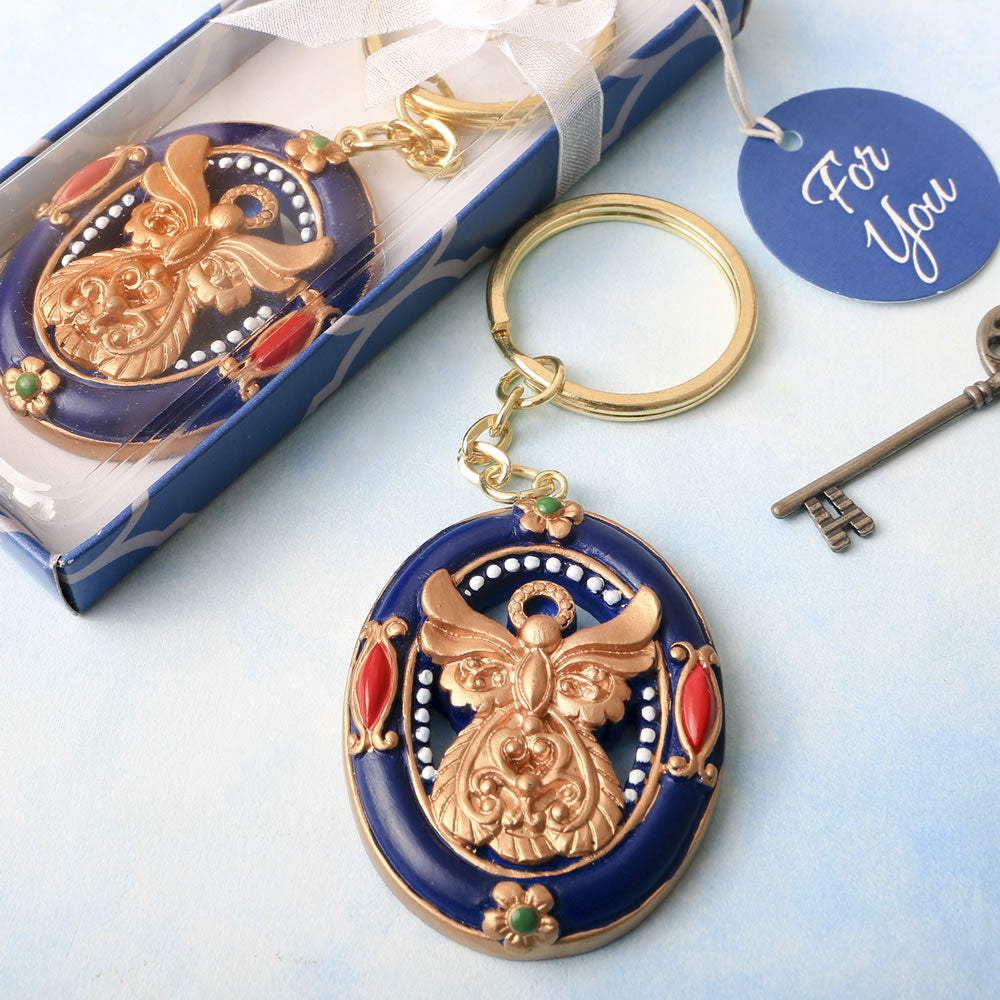 Gold Guardian Angel Themed Keychain