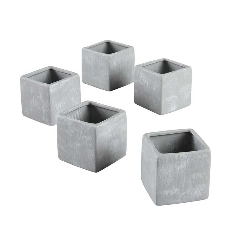 grey rectangular plant pots Buy Smooth Square Flower Pots Set of 5 (White or Ivory or Grey) Online