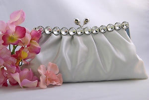 Satin Bridal Purse with Crystals and Clasp ( 8 Colors )