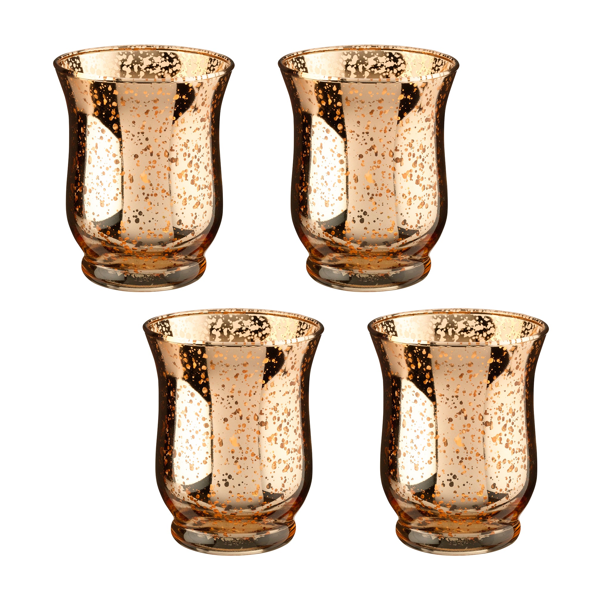 Gold Mercury Tulip Shaped Glass Votive or Tea light Holders in Set of 4