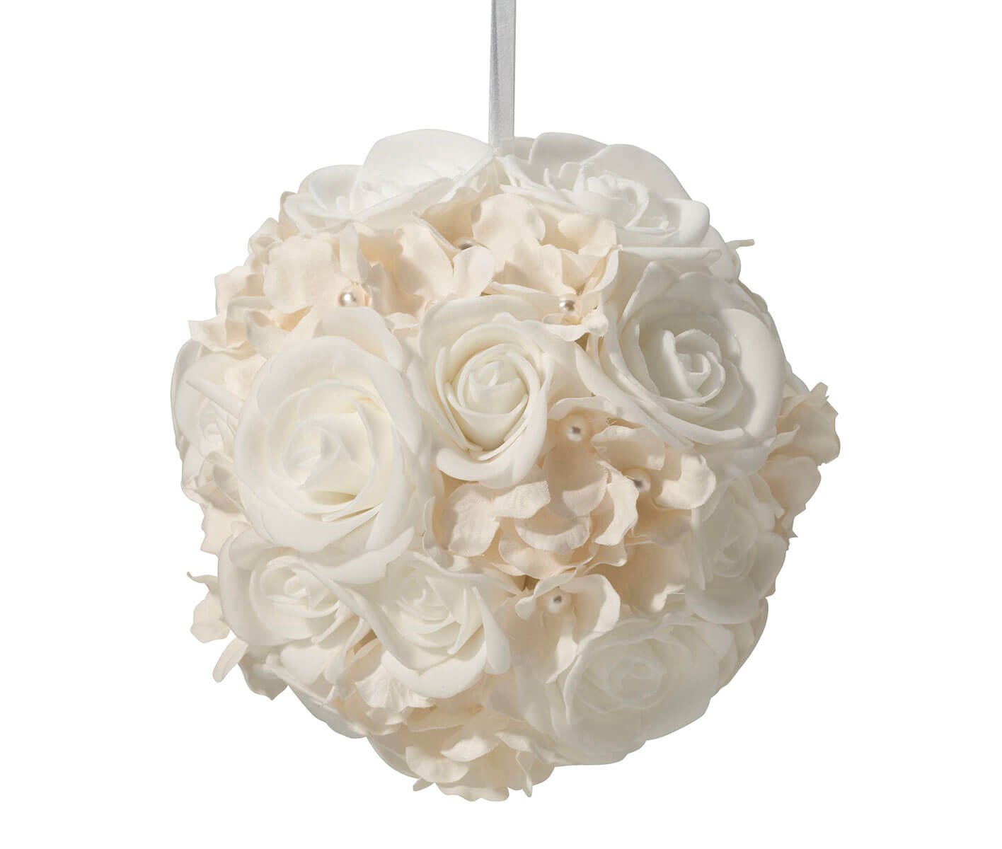 Ivory Rose Ball Flower Basket or Decorations