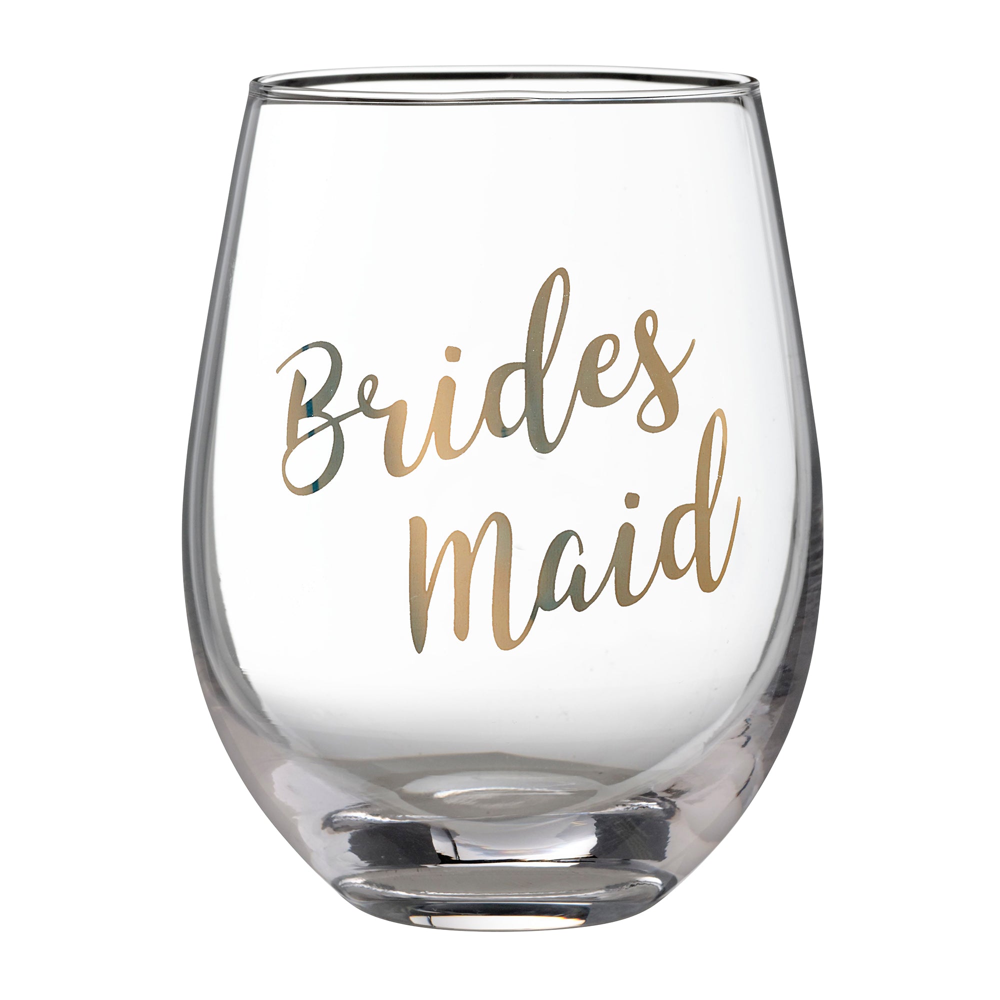 Gold Bridesmaid Stemless Wine Glass