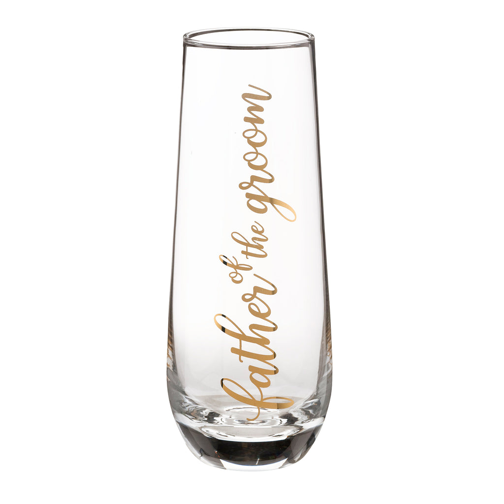 Father of Groom Stemless Champagne Glass and Wedding Toasting Glass