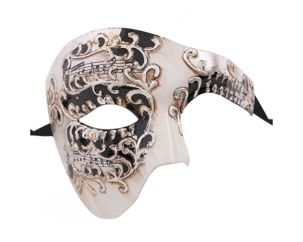 Phantom Venetian Masquerade Half Face Party Mask - Black