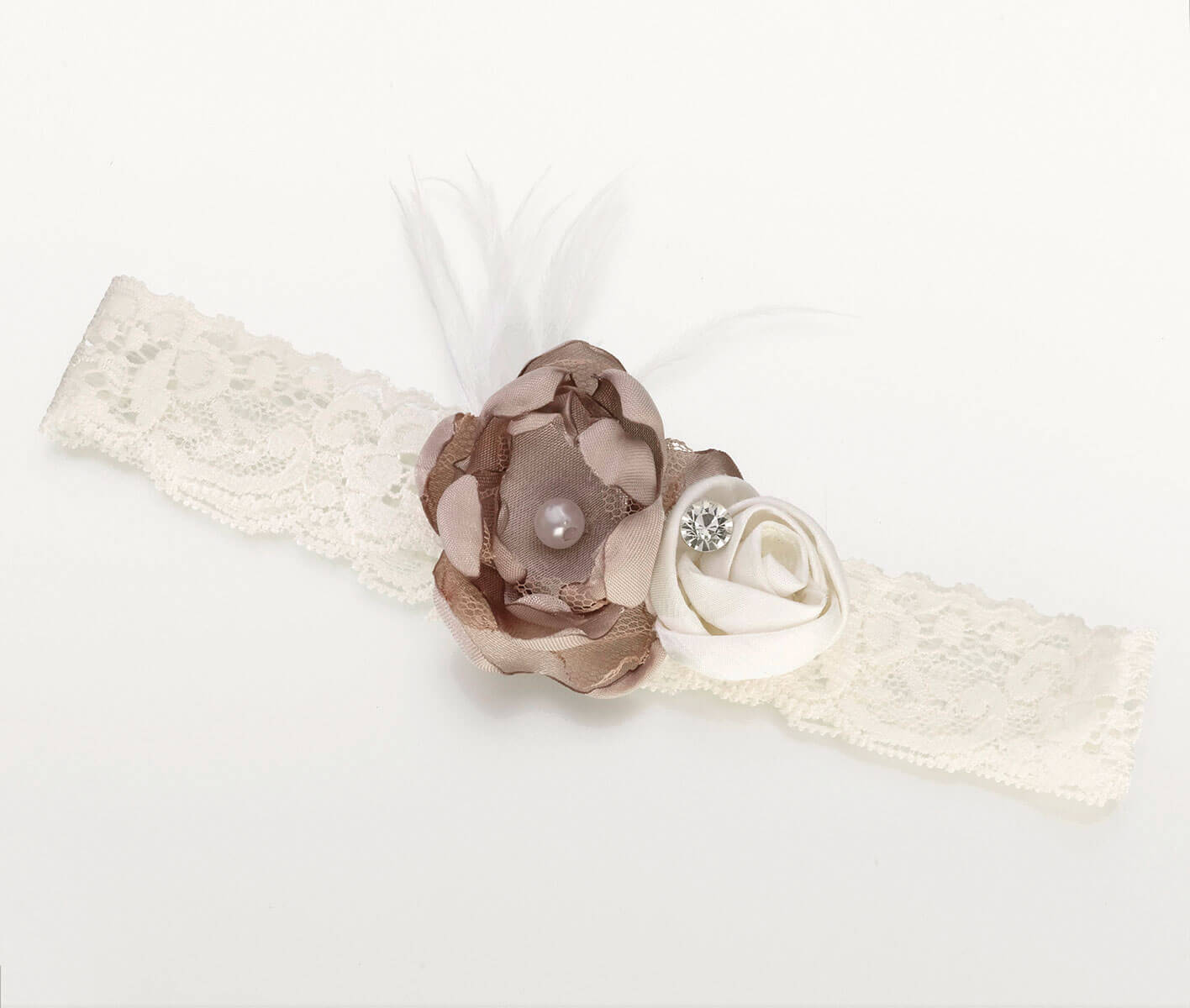 Vintage Lace Ivory and Taupe Garter