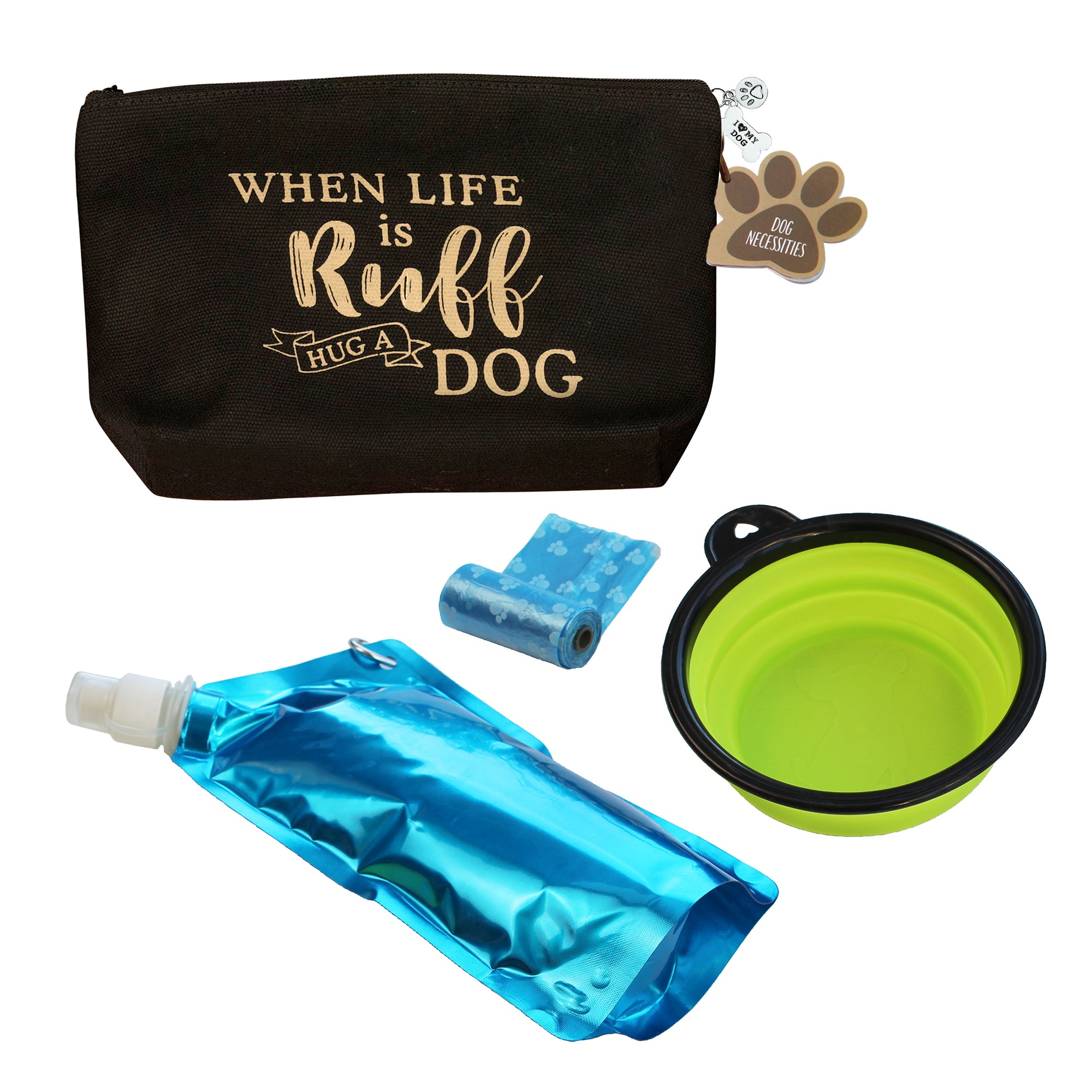 Dog Travel Kit - When Life is Ruff, Hug a Dog