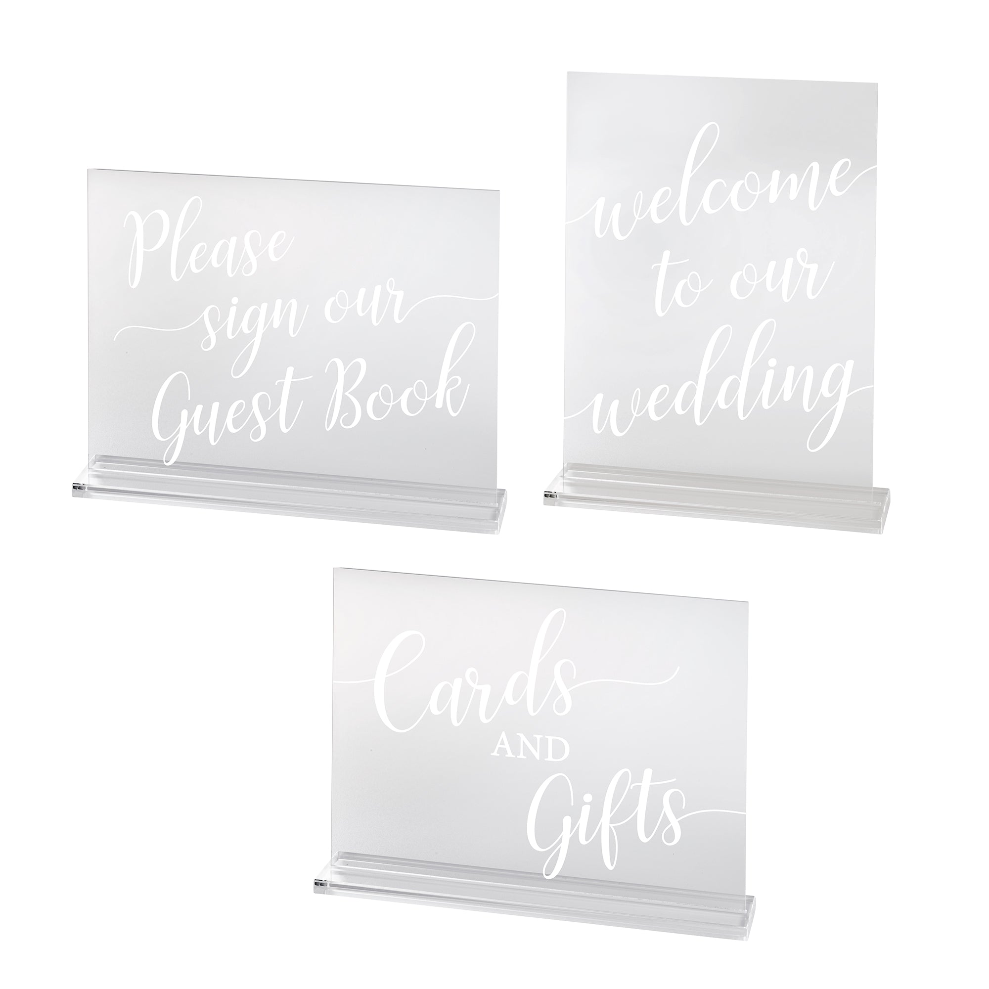 Set of 3 Clear Acrylic Wedding Signs