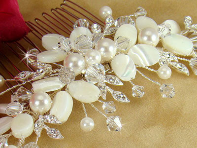 Ivory Shell Accent Bridal Comb Beach Wedding Hair Accessories