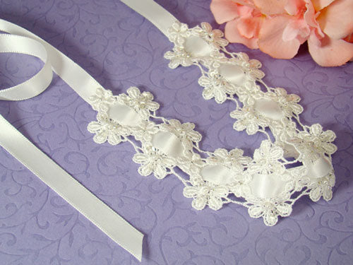 Elegant Floral Lattice Design Bridal Ribbon Headband
