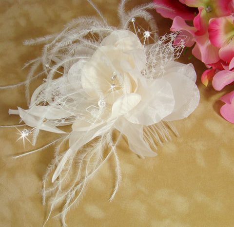 Ivory & Rum Pink Feather Fascinator Hairpiece