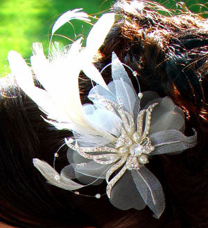 Vintage Feather Fascinator Ivory Bridal Hair Piece