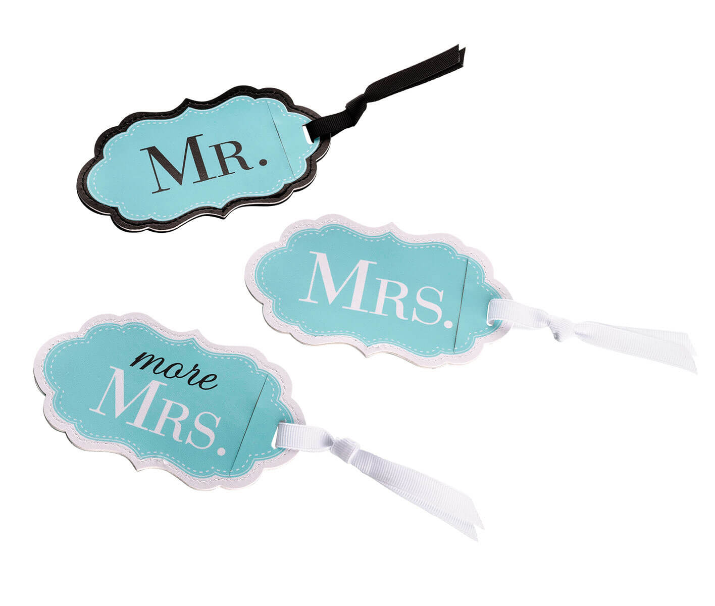 Mr. Mrs. and More Mrs. Aqua Luggage Tags