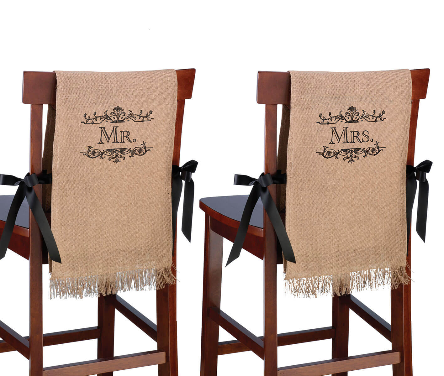 Mr. and Mrs. Rustic Burlap Chair Covers