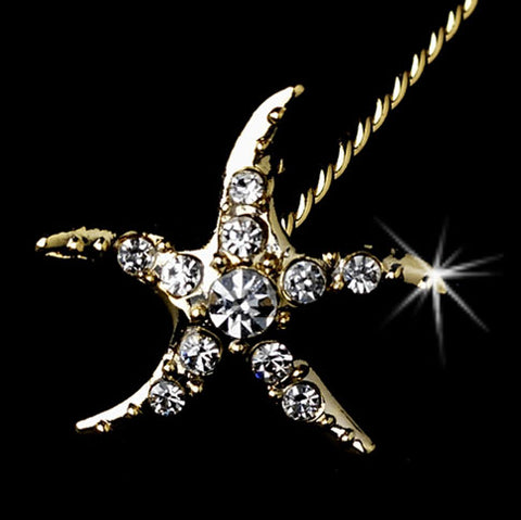 Bouquet Jewelry Crystal Starfish Silver or Gold (Set of 2)