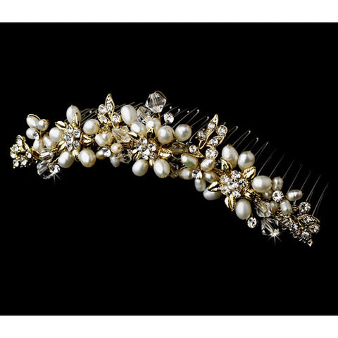 Pearl & Crystal Bridal Comb in Gold or Silver