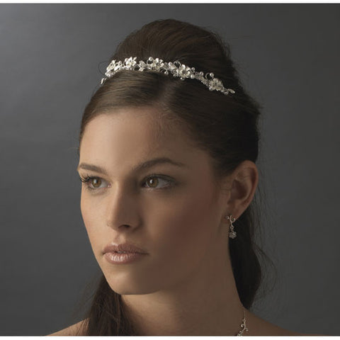 Floral Silver Plated Bridal Headband
