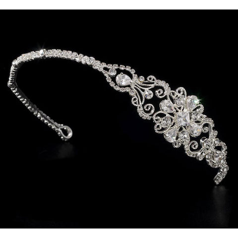 Silver Bridal Headband with Sparkling Side Ornament
