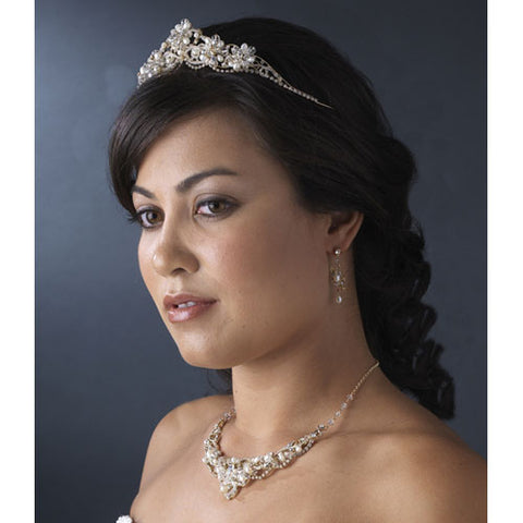 Silver Freshwater Pearl & Crystal Bridal Jewelry Sets