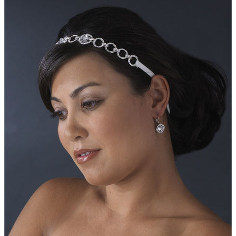 Bridal Ribbon Headband with Swarovski Crystal Accents