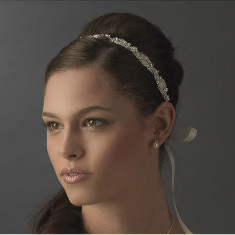 Bridal Ribbon Headband Sparkling - White or Ivory
