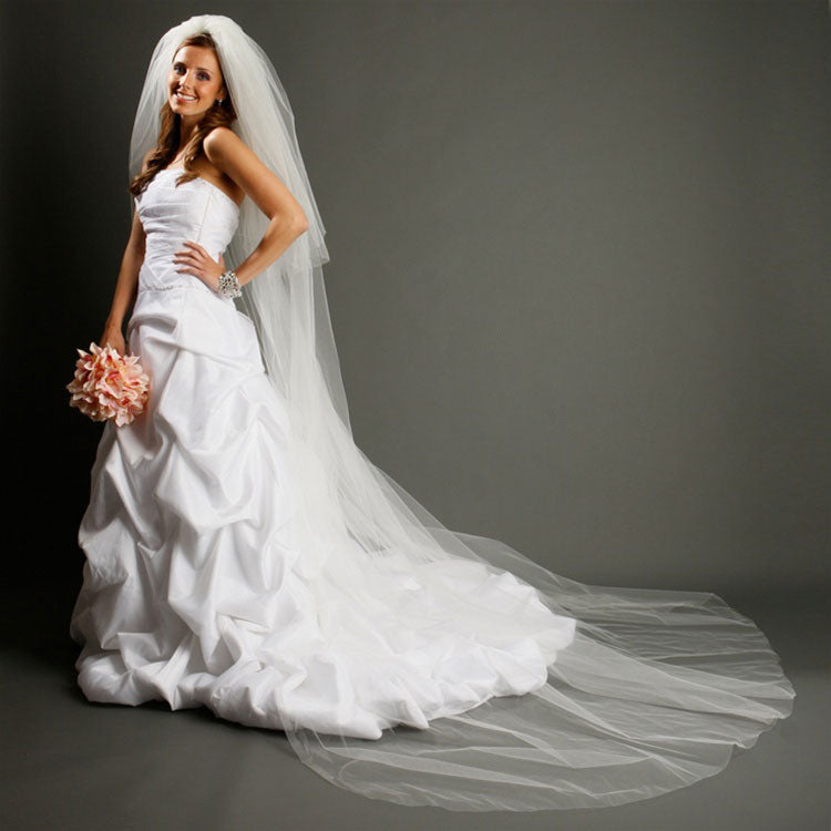 Two Layer Wedding Veil White Ivory Champagne Bridal Veil Fingertip Length