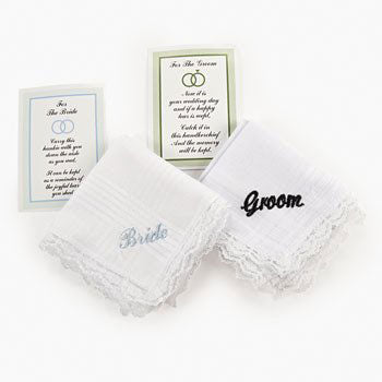Embroidered Bride And Groom Handkerchief Set