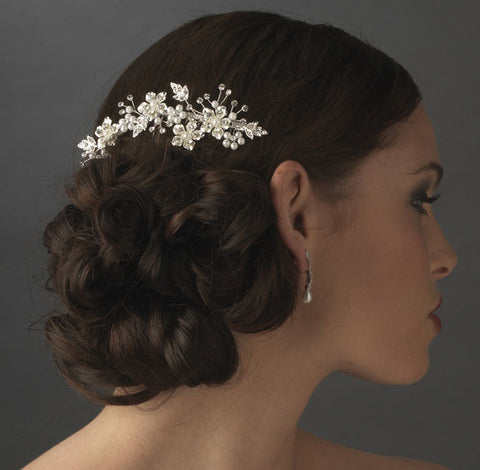 Elegant Pearl Bridal Hair Comb Silver or Gold