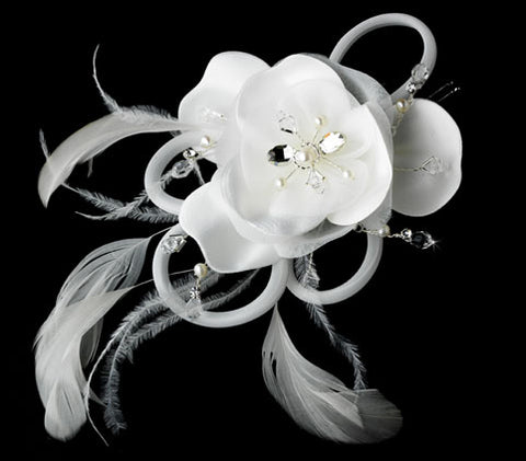 Flower Bridal Hair Clip with Swarovski & Pearl White or Ivory