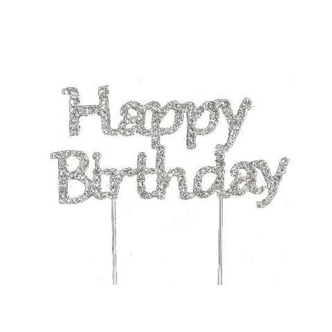 Bling Happy Birthday Cake Toppers Silver or Gold