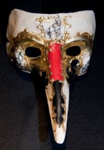 Venetian Mask Red Ornate Gold Long Noses Party Mask