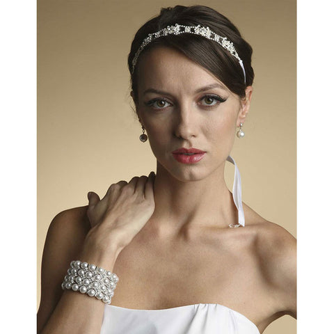 Swarovski Crystal Bridal Headband or Belt with Ribbon