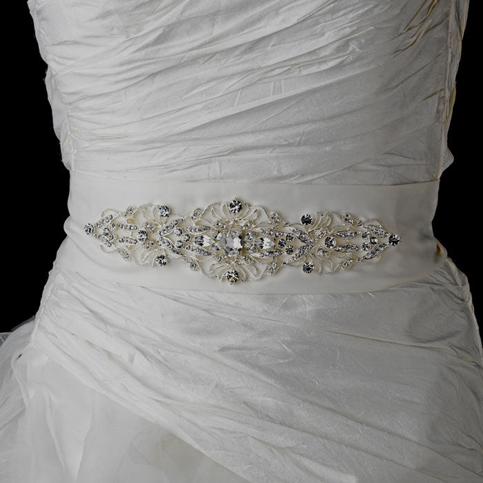 Bridal Sash Belt Vintage Crystal Matt Satin Wedding Belt