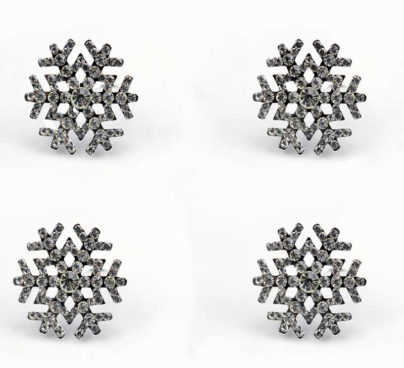 Sparkling Snowflake Napkin Rings Set of 4 Napkin Holders
