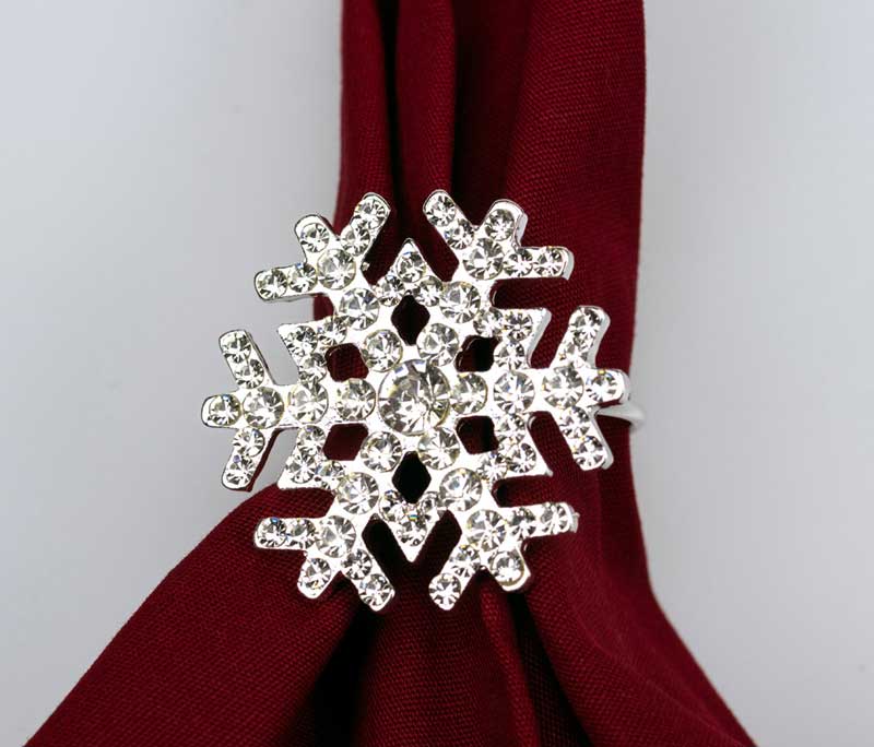 Sparkling Snowflake Napkin Rings Set of 4 Napkin Holders