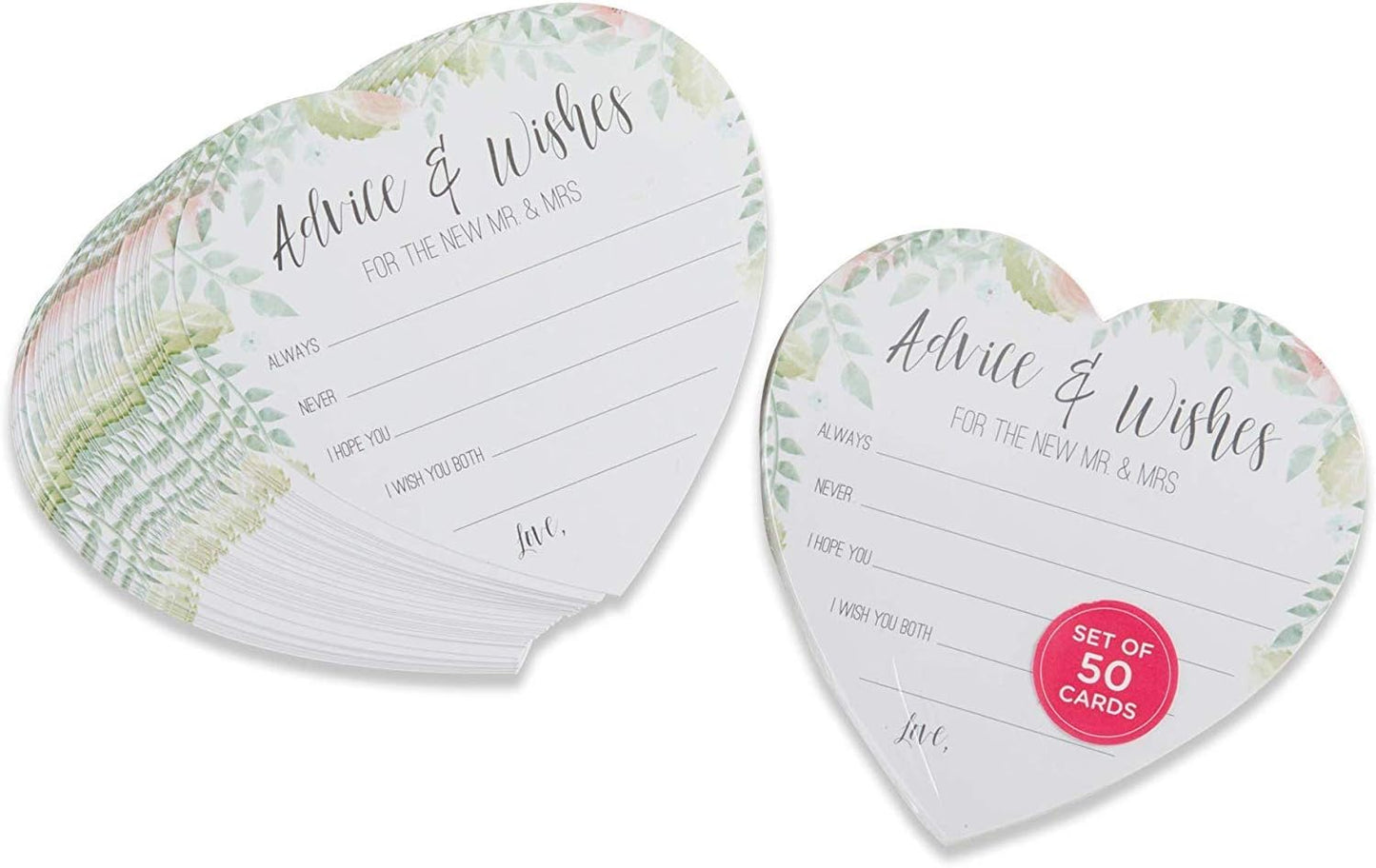 Floral Heart Shape Games and Advice Cards Set of 50