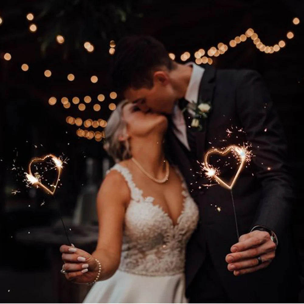 Heart Shaped Wedding Sparklers - 48 Wedding Sparklers Favors