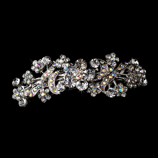 Pretty Rhodium Silver Rhinestone & AB Barrette