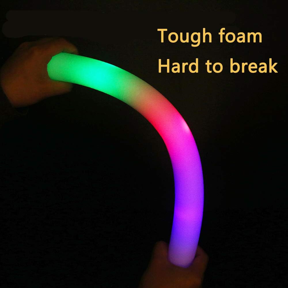 Light up Foam Sticks Batons Party Wedding Glow Stick 18.75" long 3 Color Lighting Modes Batteries