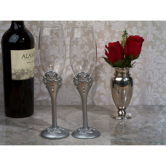 Royal silver stem Toasting Flute Set