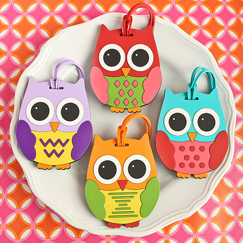 Owl Design Luggage Tags Set of 4 Assorted Color