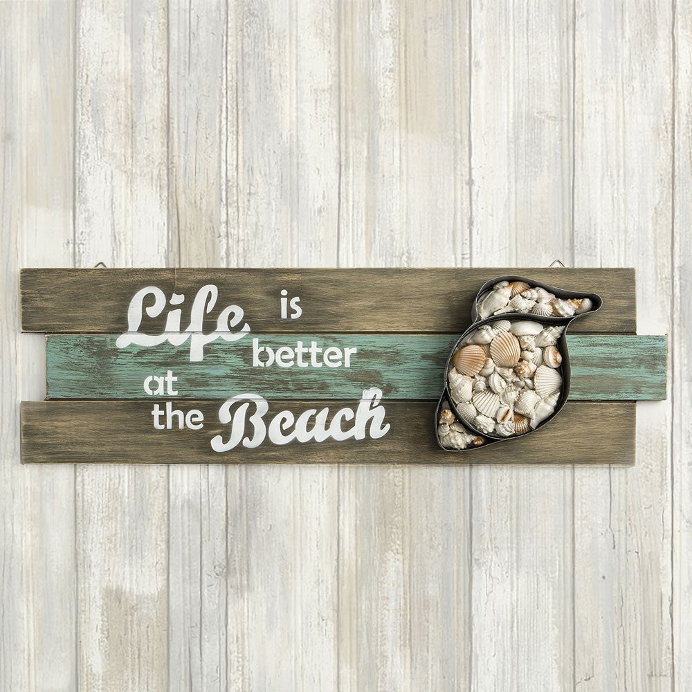 Shell Wall sign - 'Life is better at the Beach'