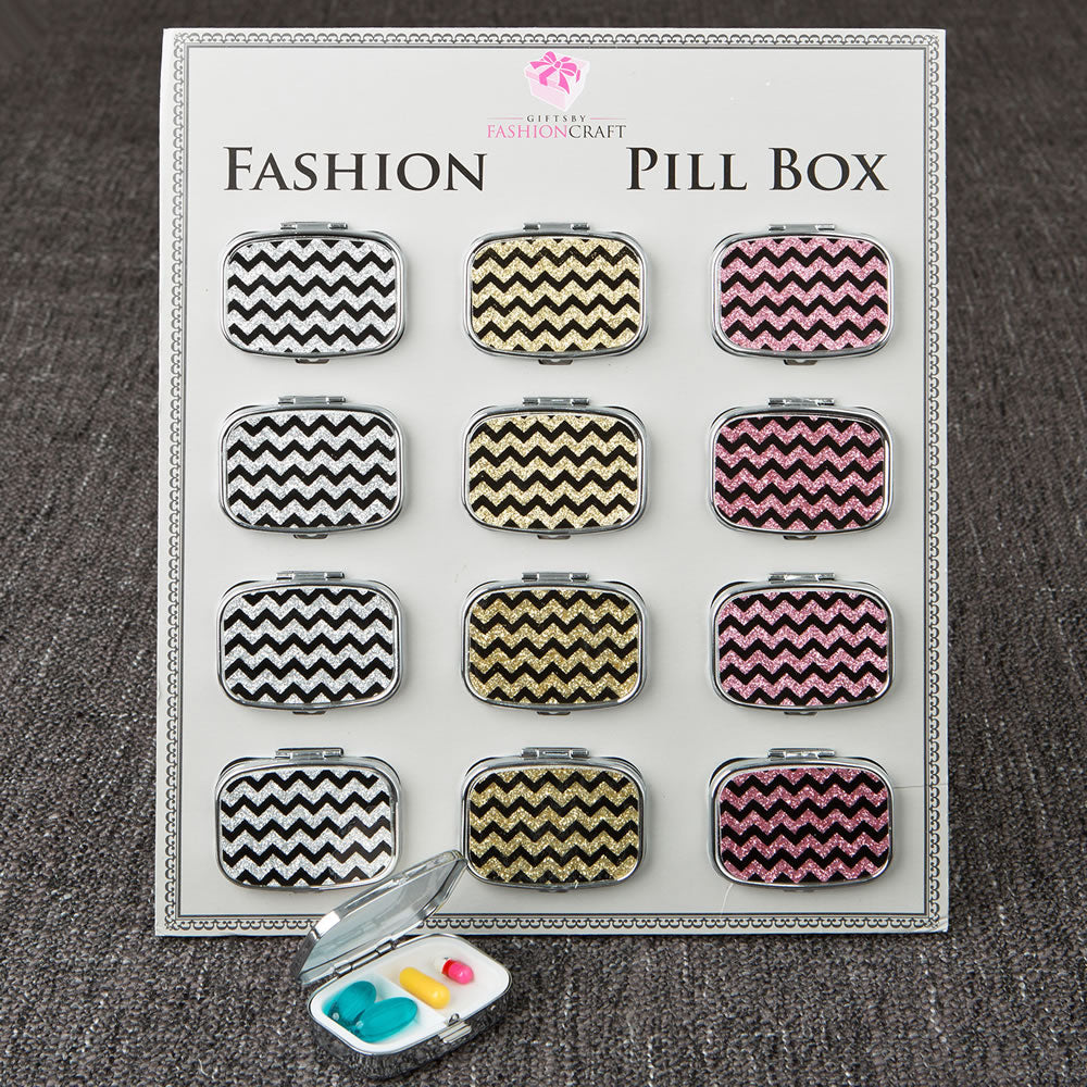 Fabulous Glitter Chevron pill Box