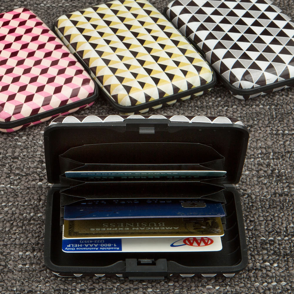 Geometric design aluminium wallets