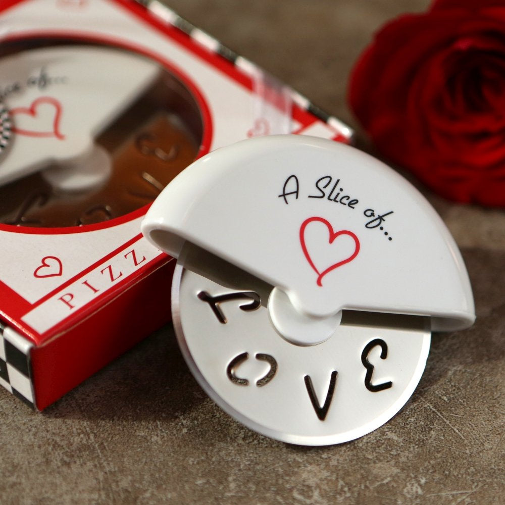 Love Stainless-Steel Pizza Cutter in Miniature Pizza Box Party Favors