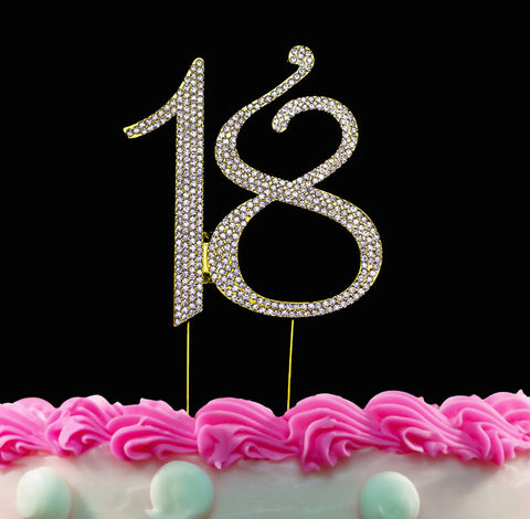 18th Birthday Cake Toppers Crystal Cake Topper 18 Silver or Gold