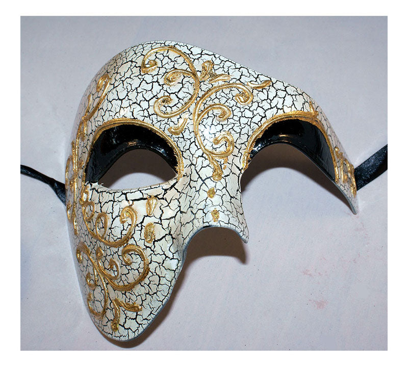 Gold Phantom of the Opera Mask with Black Eyelid Vintage Masquerade Masks