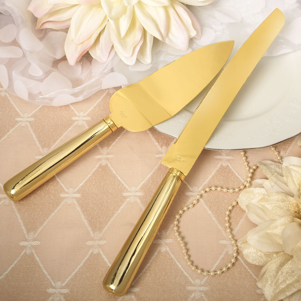 Elegance Classic Gold Stainless Steel Cake Knife Set
