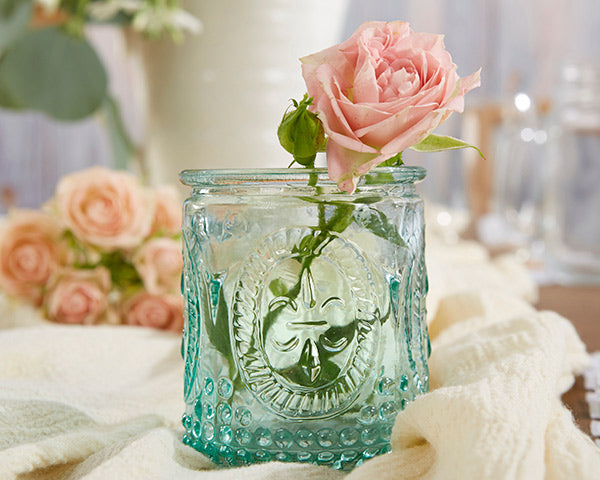 Vintage Blue Glass Tea Light Holder Set of 4